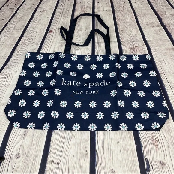 KATE SPADE Navy Daisy Large Cotton Canvas Bag - Picture 3 of 11